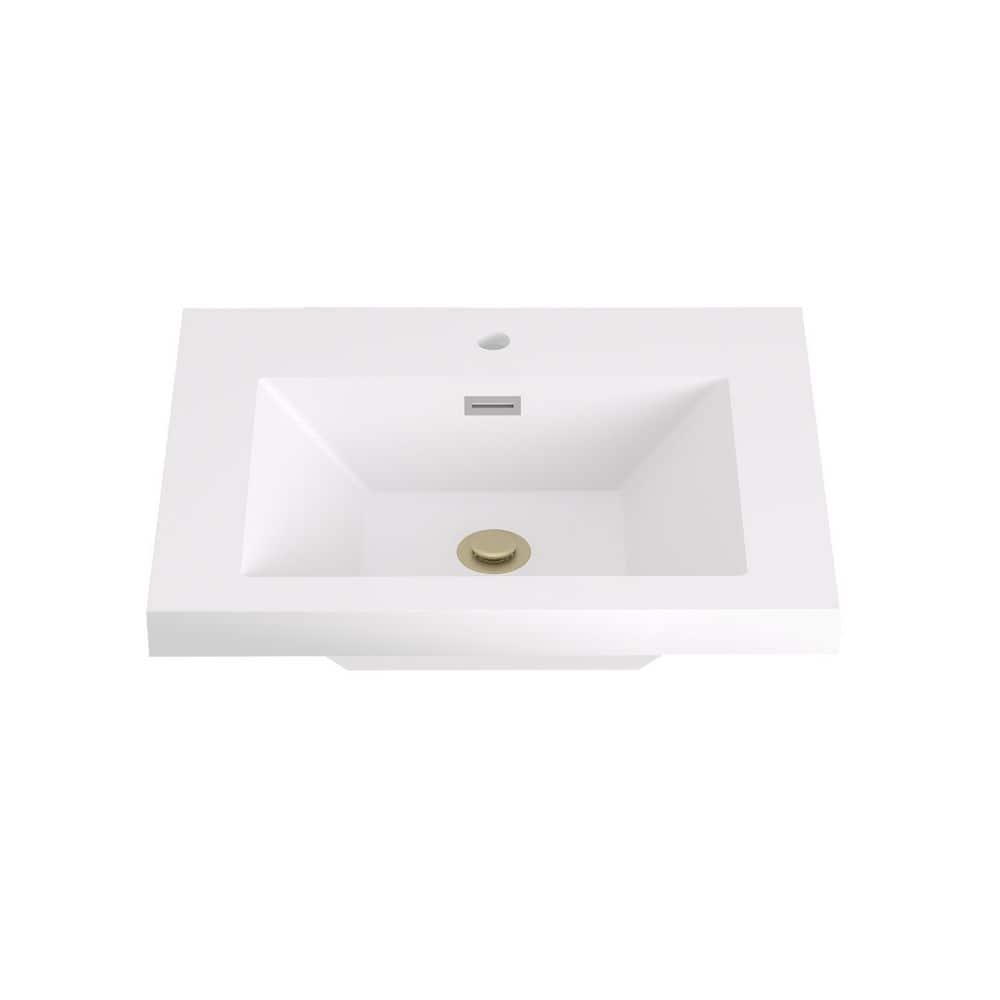 Velora 24 in. W. x 19.48 in. D Solid Surface Resin White Rectangular Single Sink Bathroom Vanity Top in White price history on PriceWatchPro