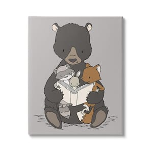 Animals Family Bear Reading Book to Babies Design By Sweet Melody Designs Unframed Animal Art Print 48 in. x 36 in.