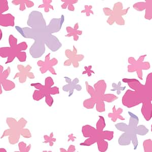 Lele Lillies Pink Vinyl Matte Peel and Stick Wallpaper