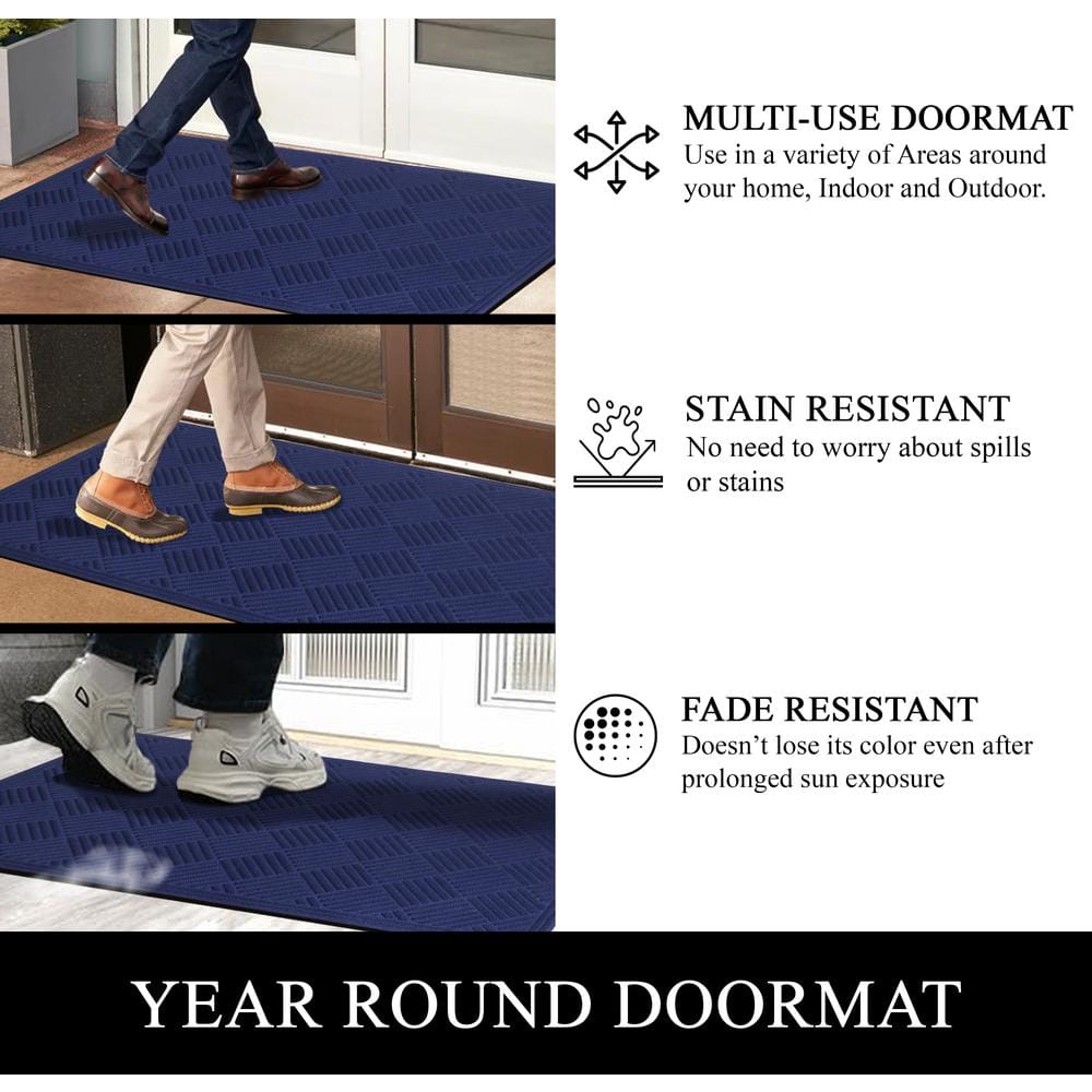 Blue Polypropylene Weatherproof Outdoor Door Mat 36" x 60"