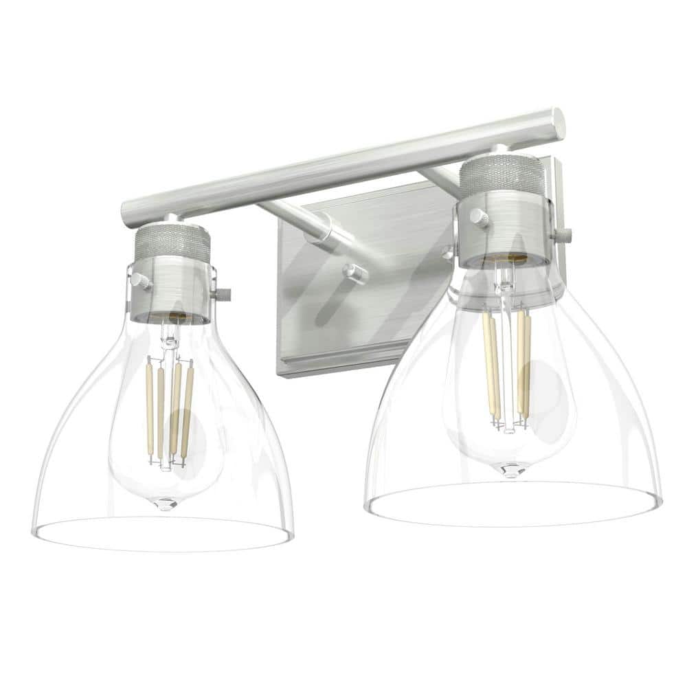 Brushed Nickel Dual Glass Shade Outdoor Vanity Light