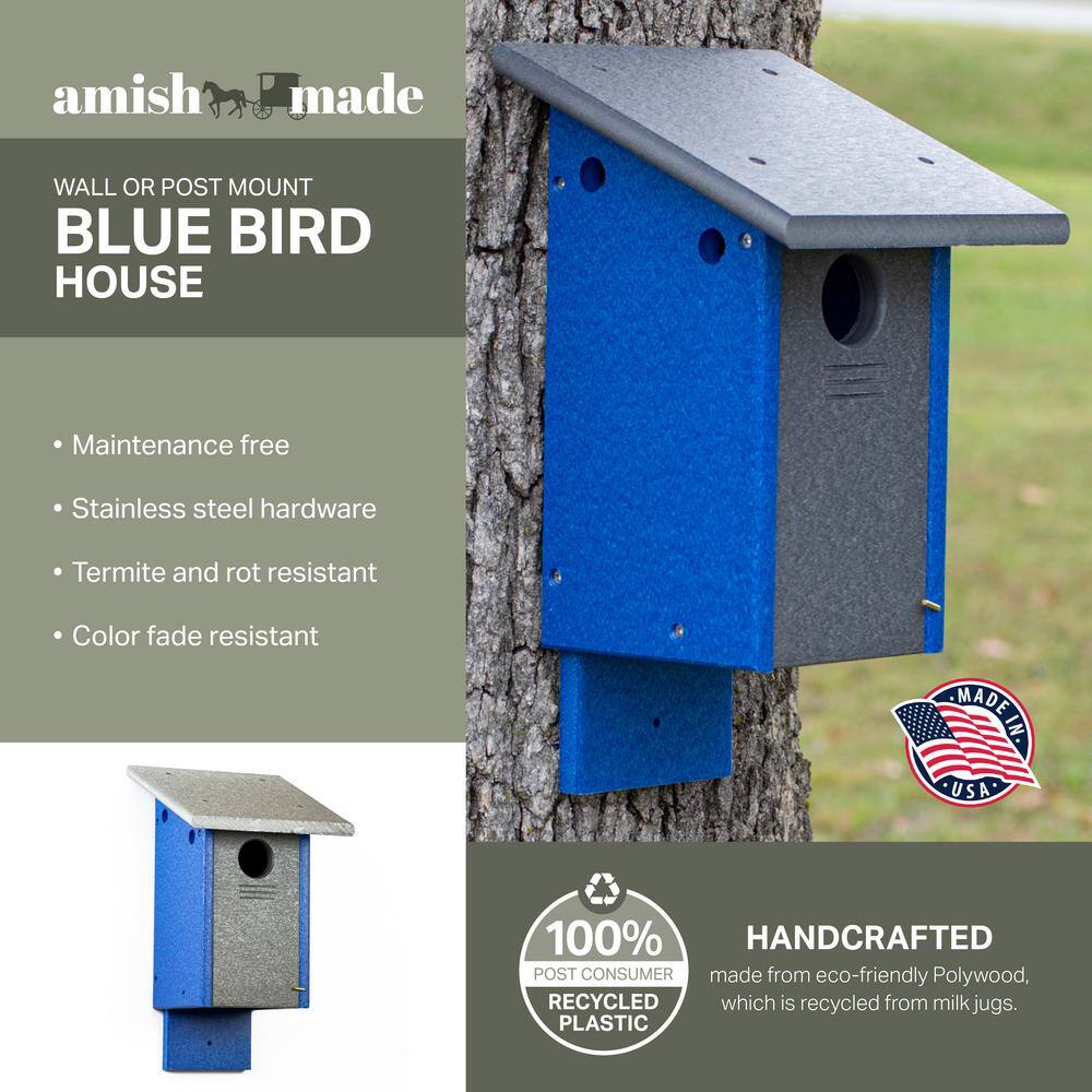 Blue and Gray Recycled Plastic Bird House