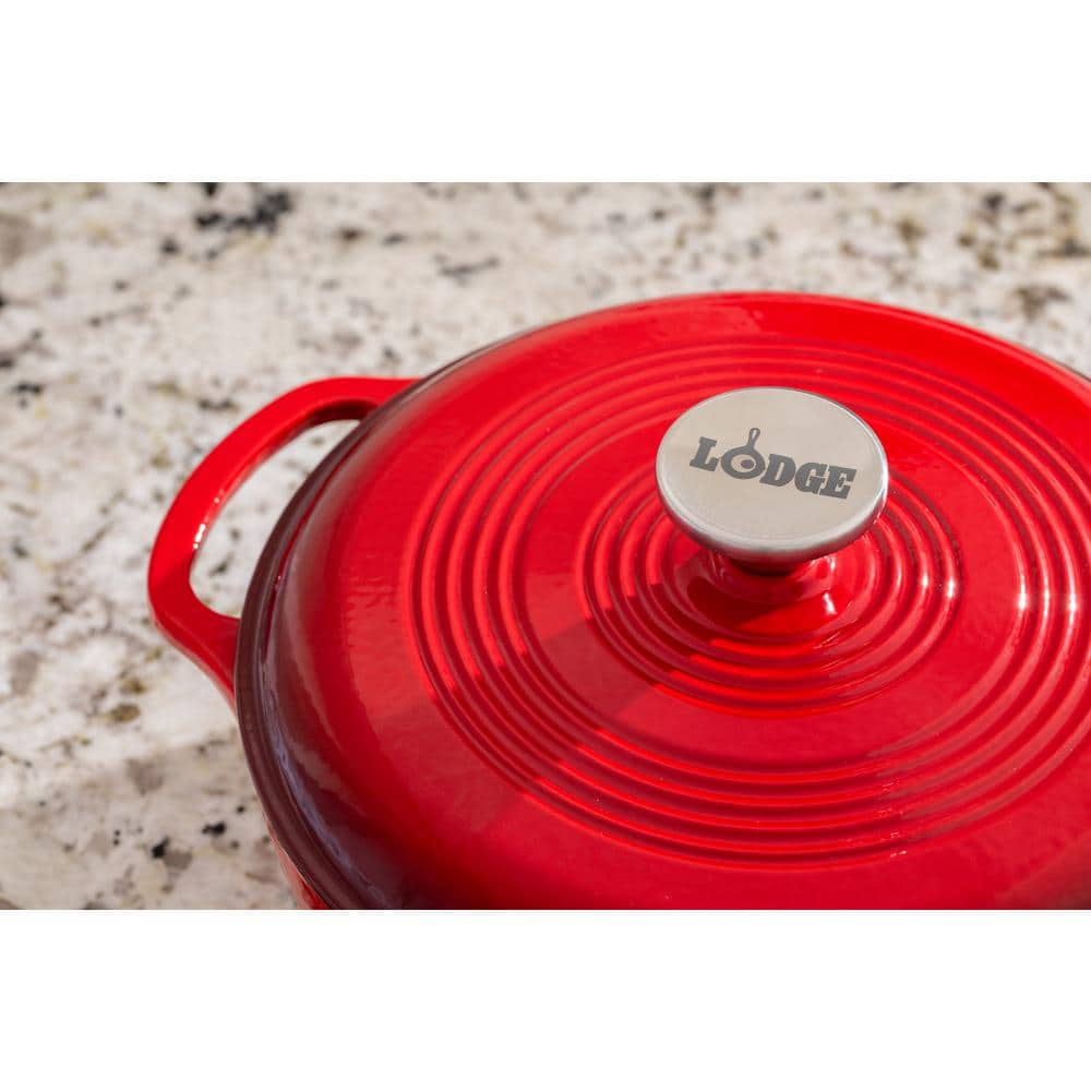 Red Enameled Cast Iron 3 Qt Dutch Oven