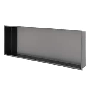 37 in. x 13 in. Gunmetal Stainless Steel Wall Mounted Rectangular Shower Niche Single Shelf