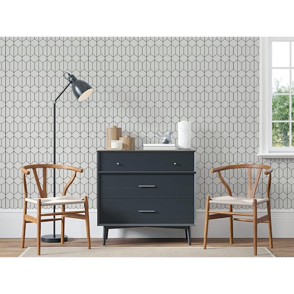 Orson White Trellis Wallpaper Sample
