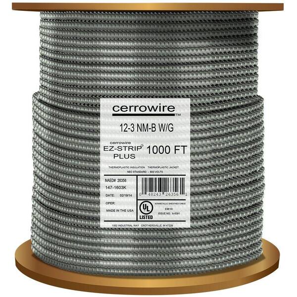 Cerrowire 1000 ft. 12-3 MC Cable Alum Rl