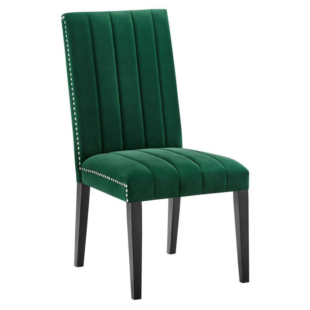 Luxe Deco Green Velvet Upholstered Parsons Side Chair
