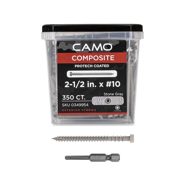 CAMO #10 2-1/2 in. Stone Gray Star Drive Trim-Head Composite Deck Screw (350-Count)