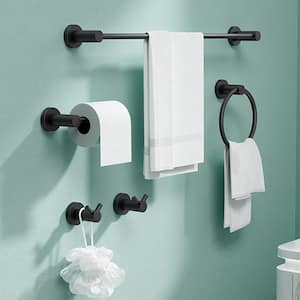 5-Piece Bath Hardware Set with Mounting Hardware in Black