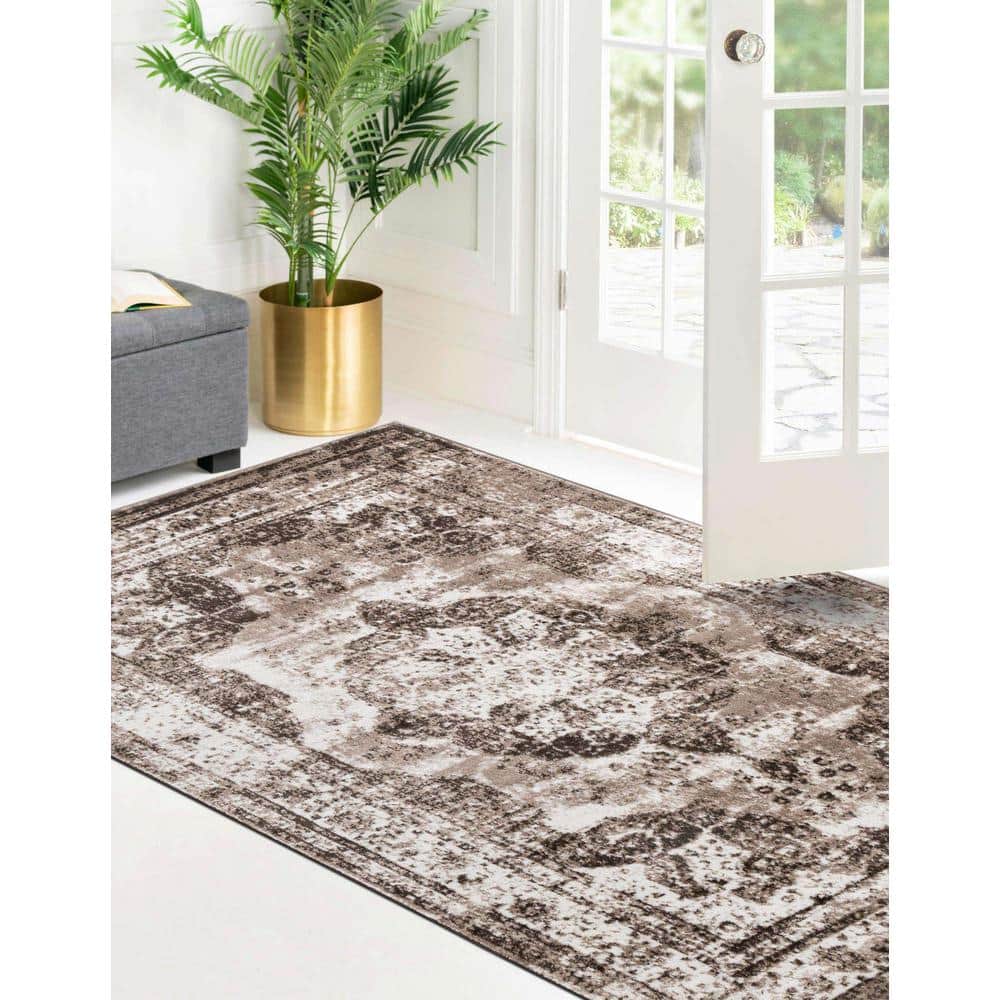 Sofia Light Brown Rectangular Synthetic Indoor Area Rug