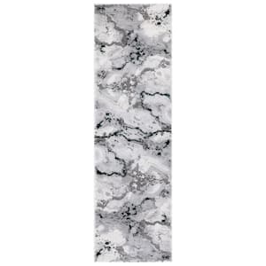 Craft Gray/Green 2 ft. x 12 ft. Marbled Abstract Runner Rug