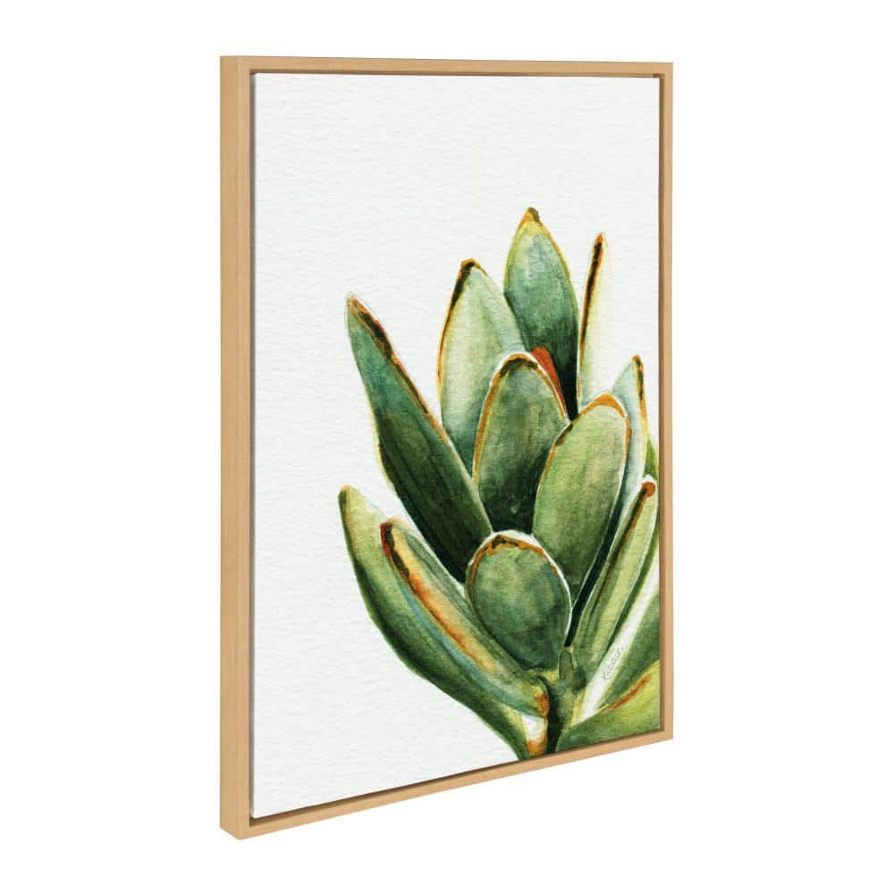Sylvie Succulent Botanical Canvas Print with Natural Frame
