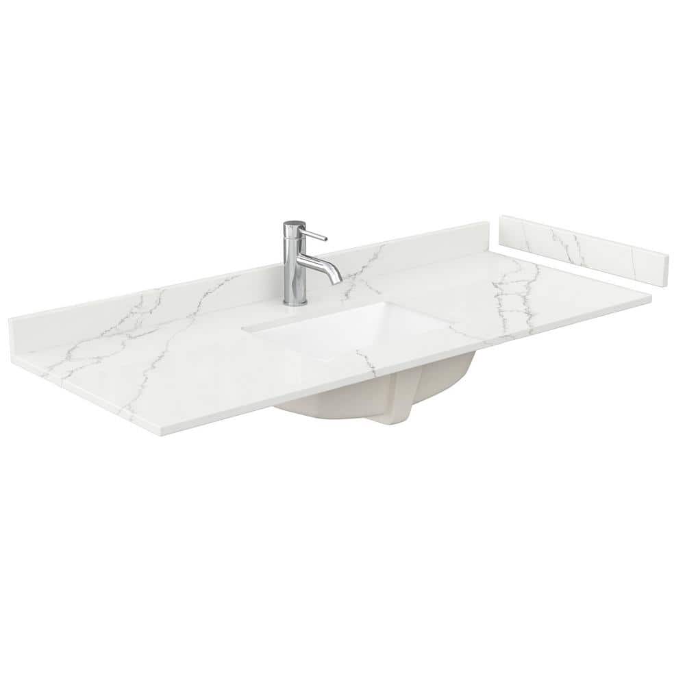 Wyndham Collection 54 in. W x 22 in. D Quartz White Rectangular