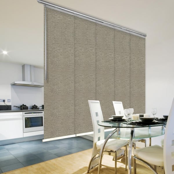 EMOH Bark 58 in. to 110 in. W x 94 in. L Adjustable 5-Panel, White Single Rail Panel Track with 23.5 in. Slates