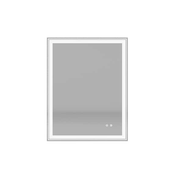 FUNKOL 28 in. W x 36 in. H Rectangular Frameless Anti Fog Touch Sensor Front Back Light Wall Bathroom Vanity Mirror in White