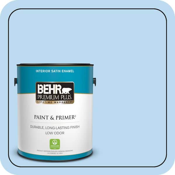 BEHR PREMIUM PLUS 1 gal. #P510-1 Greek Isles Satin Enamel Low Odor Interior Paint & Primer