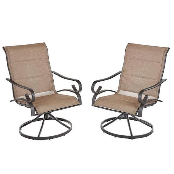 Hampton Bay Crestridge Steel Padded Sling Swivel Outdoor Patio Dining Chair In Putty Taupe 2 Pack Fcs60610s 2pk The Home Depot - Padded Sling Swivel Patio Chairs