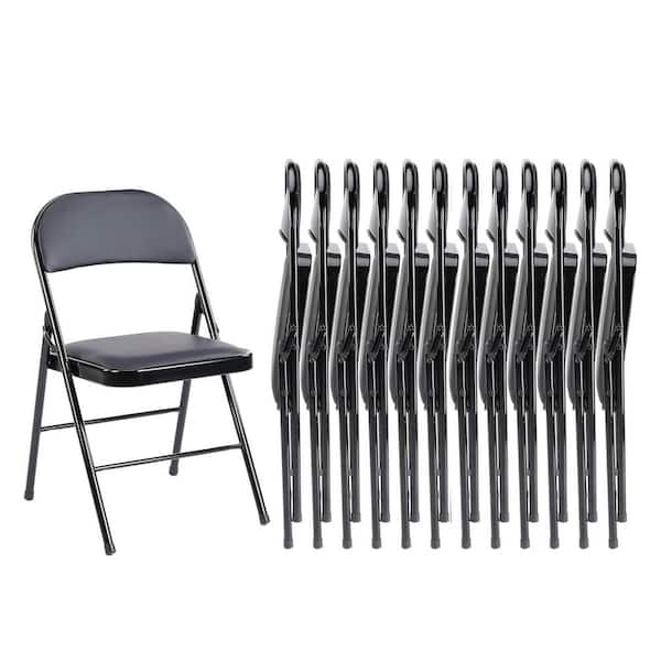 Black folding metal outdoor dining chair set of 12