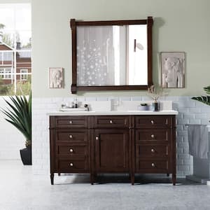 Brittany 60.0 in. W x 23.5 in. D x 34.0 in. H Single Bathroom Vanity in Burnished Mahogany with White Zeus Quartz Top