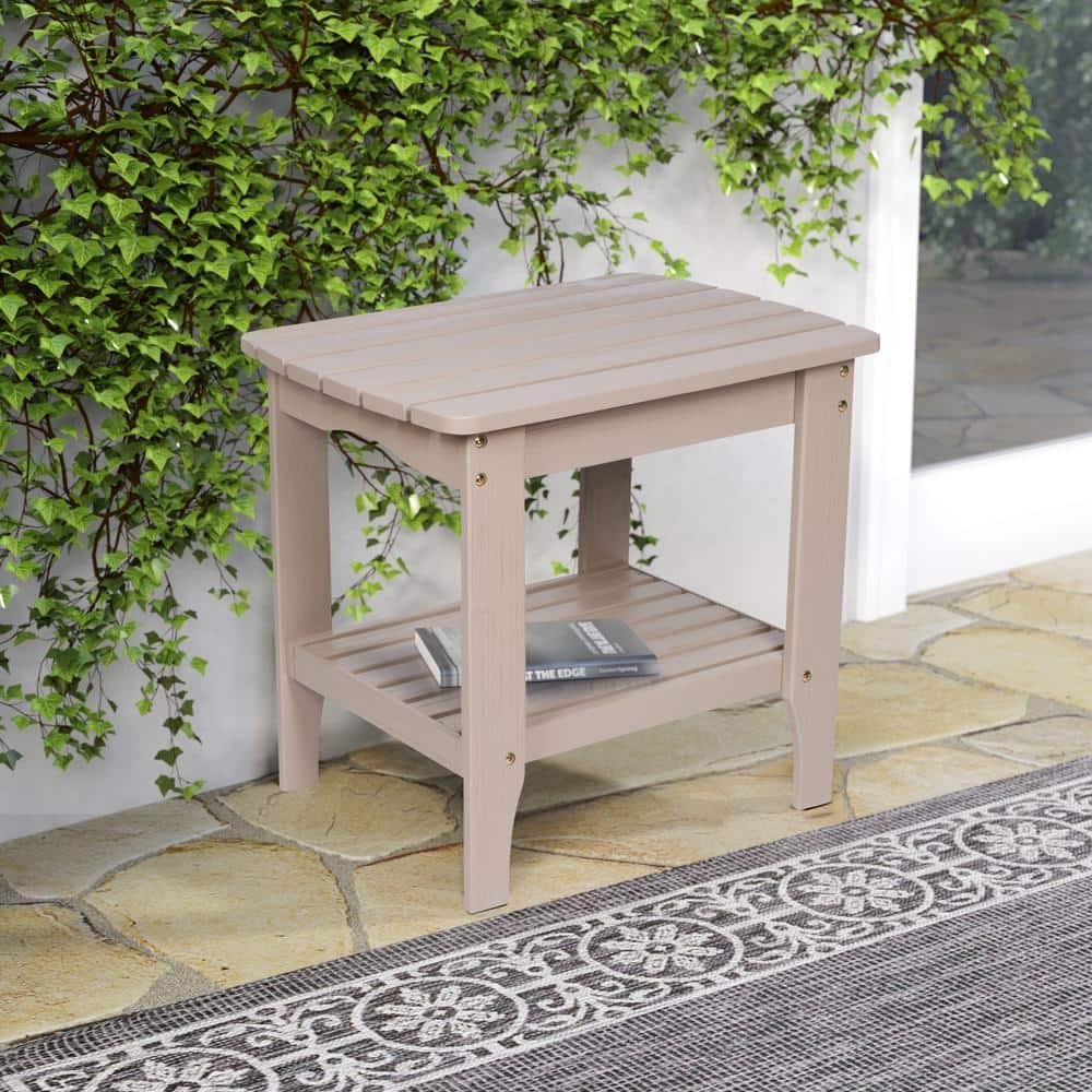 Cedarwood Rectangular Side Table with Stone Finish, 24"x22"