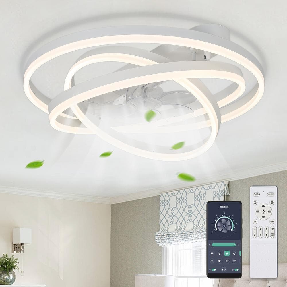 Becca 24 in. DIY Shade LED Indoor White Smart APP Control Modern Flush Moun