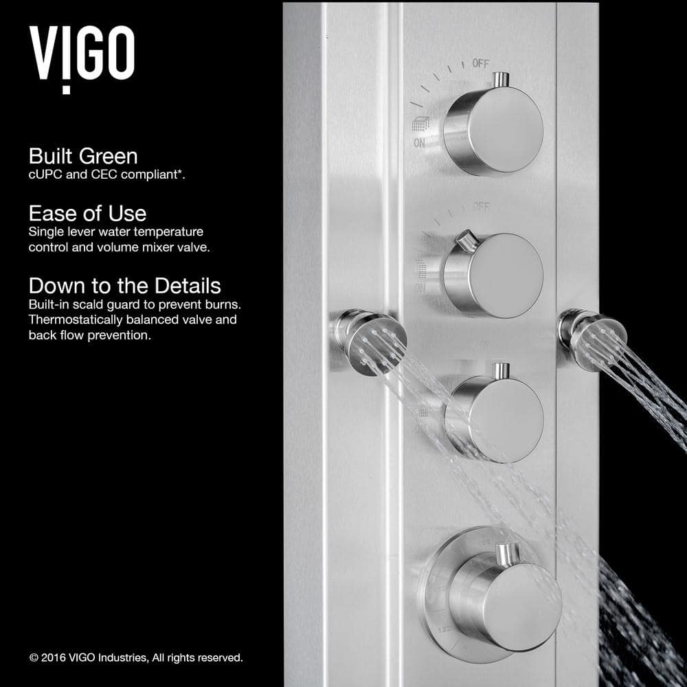 Mateo Stainless Steel 60" Shower Panel System with Hand Shower and Jets