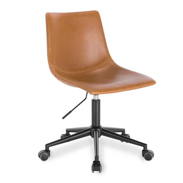 Standard Tan Faux Leather Task Chair, Tan Leather Office Desk Chair