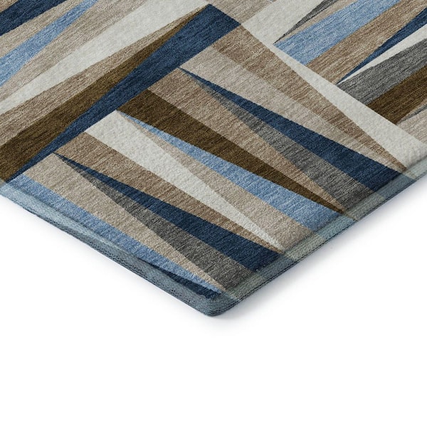 Mayfield Premium Machine Washable Abstract AMF1012 Navy 2 ft. 3 in. x 7 ft. 6 in. Runner Rug