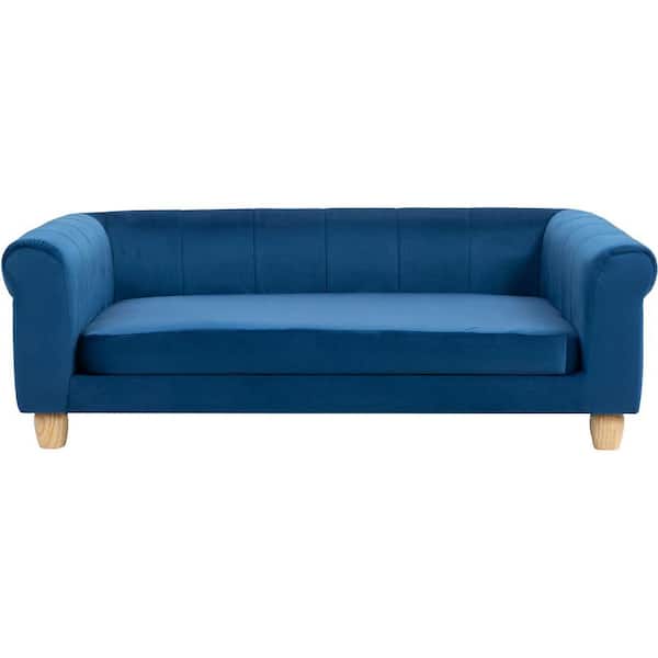 Critter Sitters 42 in. Large Navy Elegant Faux-Velvet Rectangle Pet Bed