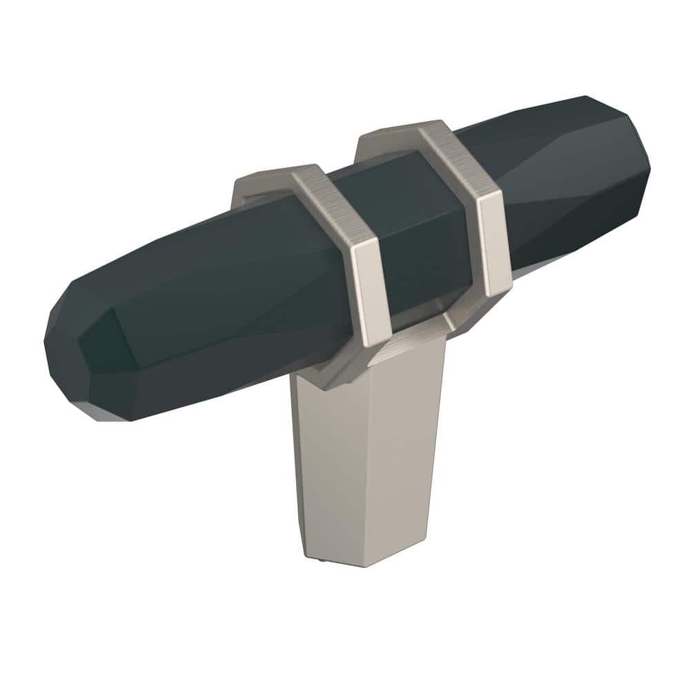 London 2-1/2 in. (64mm) Modern Black Bronze/Satin Nickel Bar Cabinet Knob