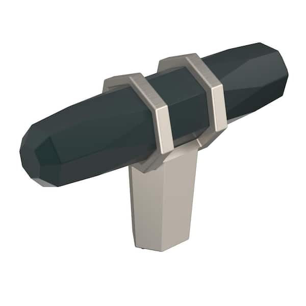 Amerock London 2-1/2 in. (64mm) Modern Black Bronze/Satin Nickel Bar Cabinet Knob