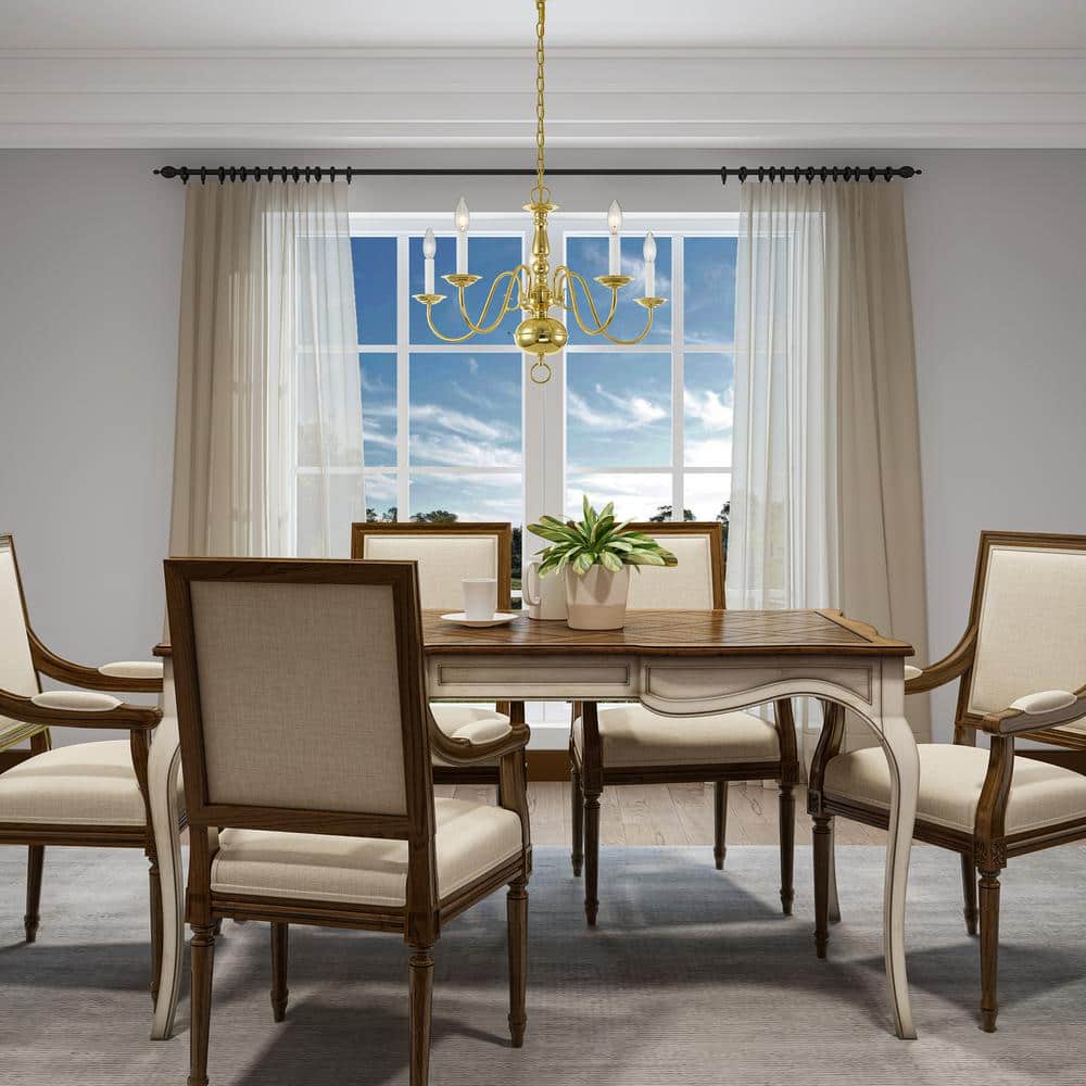 Williamsburgh Polished Brass 5-Light Colonial Chandelier