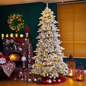 9 ft. Pre-Lit Snow Flocked Fir Artificial Christmas Tree with 650 Warm White Lights
