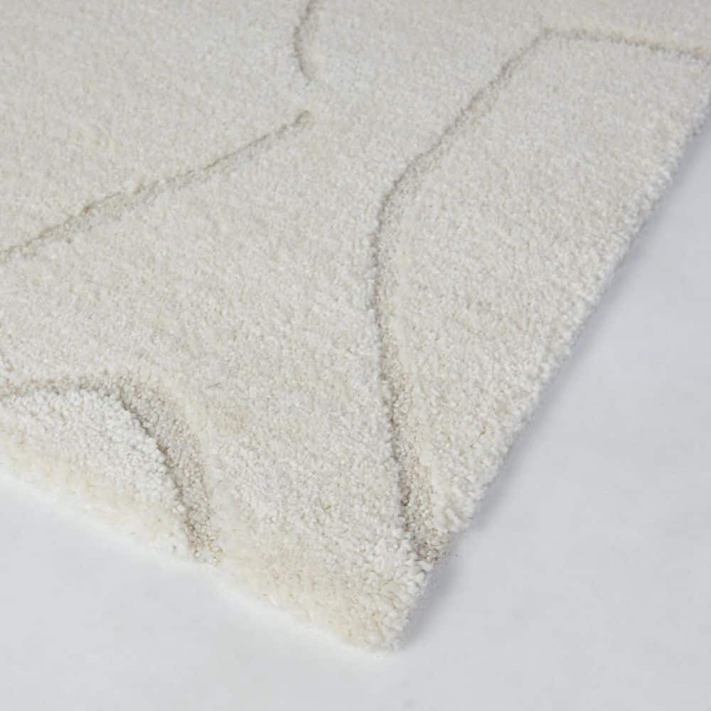 Cream Abstract Rectangular Synthetic Kids Area Rug 7'10" x 10'