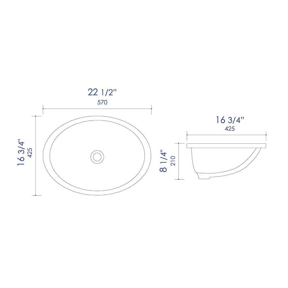 White Glossy Ceramic Oval Undermount Bathroom Sink
