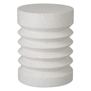 Jag 18.5 in. H Matte Terrazzo White Round Terrazzo Garden Stool