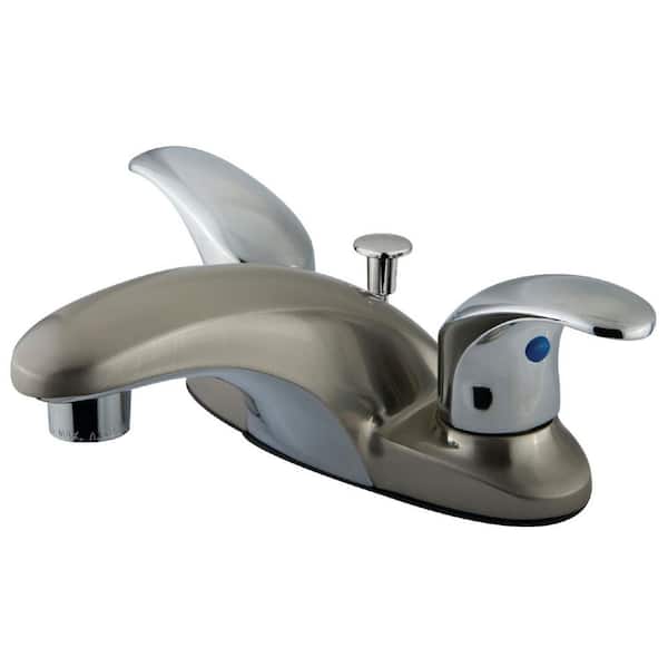 Legacy 4 in. Centerset 2-Handle Bathroom Faucet with Plastic Pop-Up in Brushed Nickel/Polished Chrome
