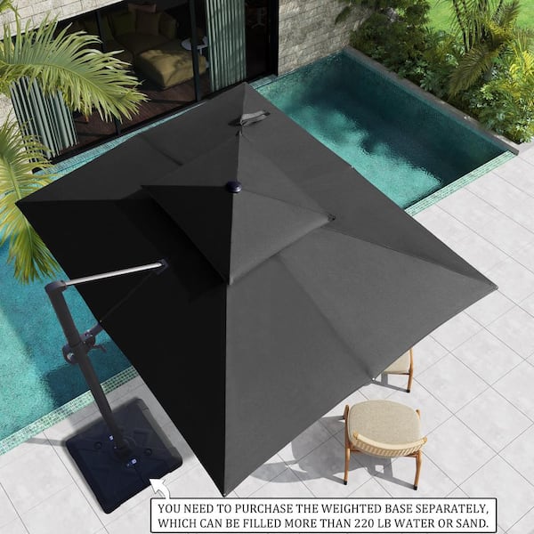 Crestlive Products 11 ft. x 9 ft. Outdoor Hanging Double Top Rectangular Cantilever Umbrella in Black