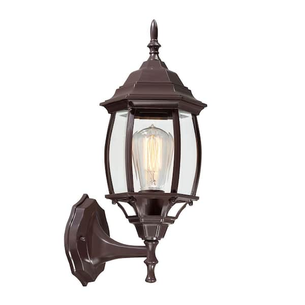 KA 1-Light 17 in. Bronze Outdoor Hardwired Wall Lantern Sconce with No Blubs Included