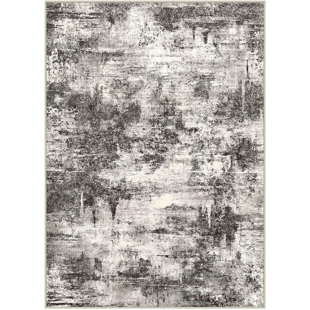 Black Forest Black 5 ft. x 7 ft. Washable Modern Abstract Area Rug price history on PriceWatchPro