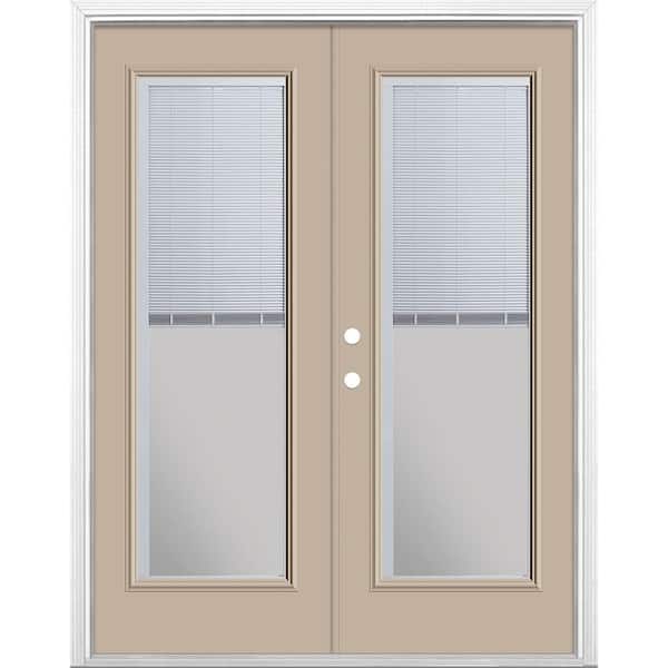 Masonite 60 in. x 80 in. Canyon View Steel Prehung Right-Hand Inswing Mini Blind Patio Door in Vinyl Frame with Brickmold