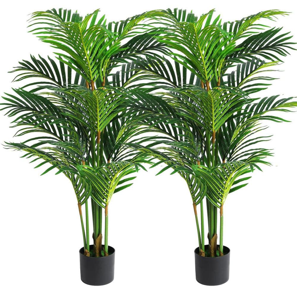 4ft Artificial Green Indoor Areca Palm Tree with 12 Trunks Faux Tropical Silk Plant Potted for Decor 2 Pack price history on PriceWatchPro