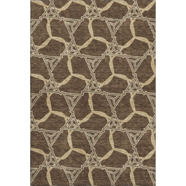 Addison Rugs Mayfield Premium Machine Washable Abstract AMF959 Brown 9 ft. x 12 ft. Area Rug