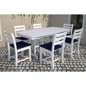 Nautical 37 in. x 72 in. White Plastic Outdoor Patio Dining Table