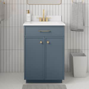 Marcote 24 in. Single Sink Freestanding Slate Blue Bath Vanity with Venato Engineered Stone Top (Assembled)