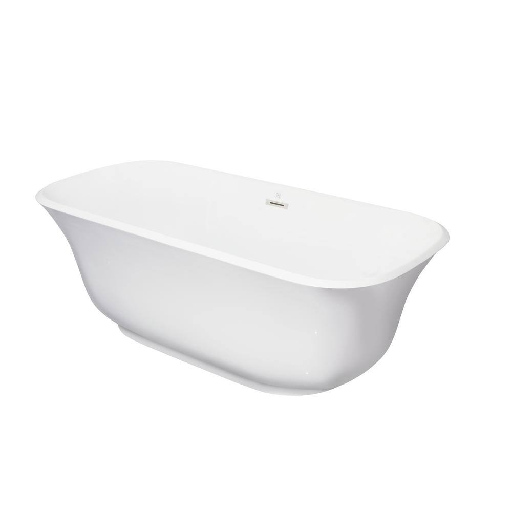 67 in. Acrylic Alcove Freestanding Soaking Bathtub in White