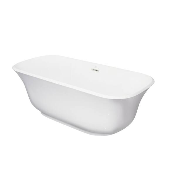 Aoibox 67 in. Acrylic Alcove Freestanding Soaking Bathtub in White