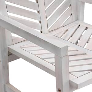 White Wash Acacia Wood Chevron Outdoor Lounge Chair Set (2-Pack)