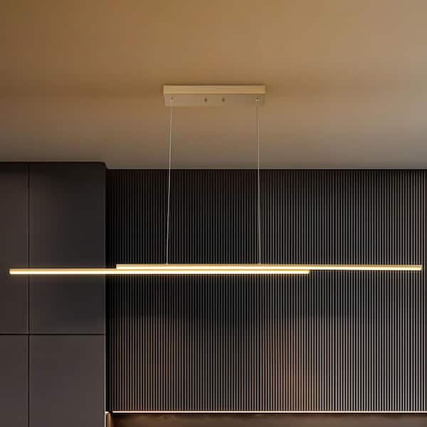 Bruges 31-Watt 2-Light Modern Linear Brushed Gold Integrated LED 3000K Warm Light Pendant Light