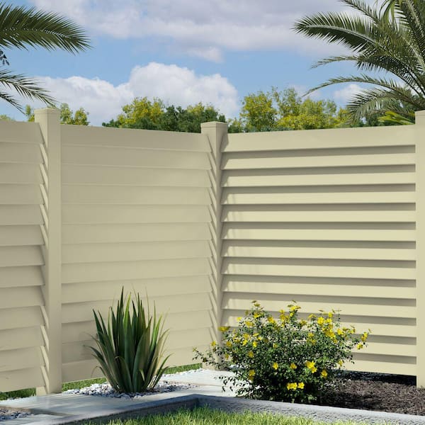 Louvered 6 in. x 6 in. Sand Vinyl Pyramid Fence Post Top